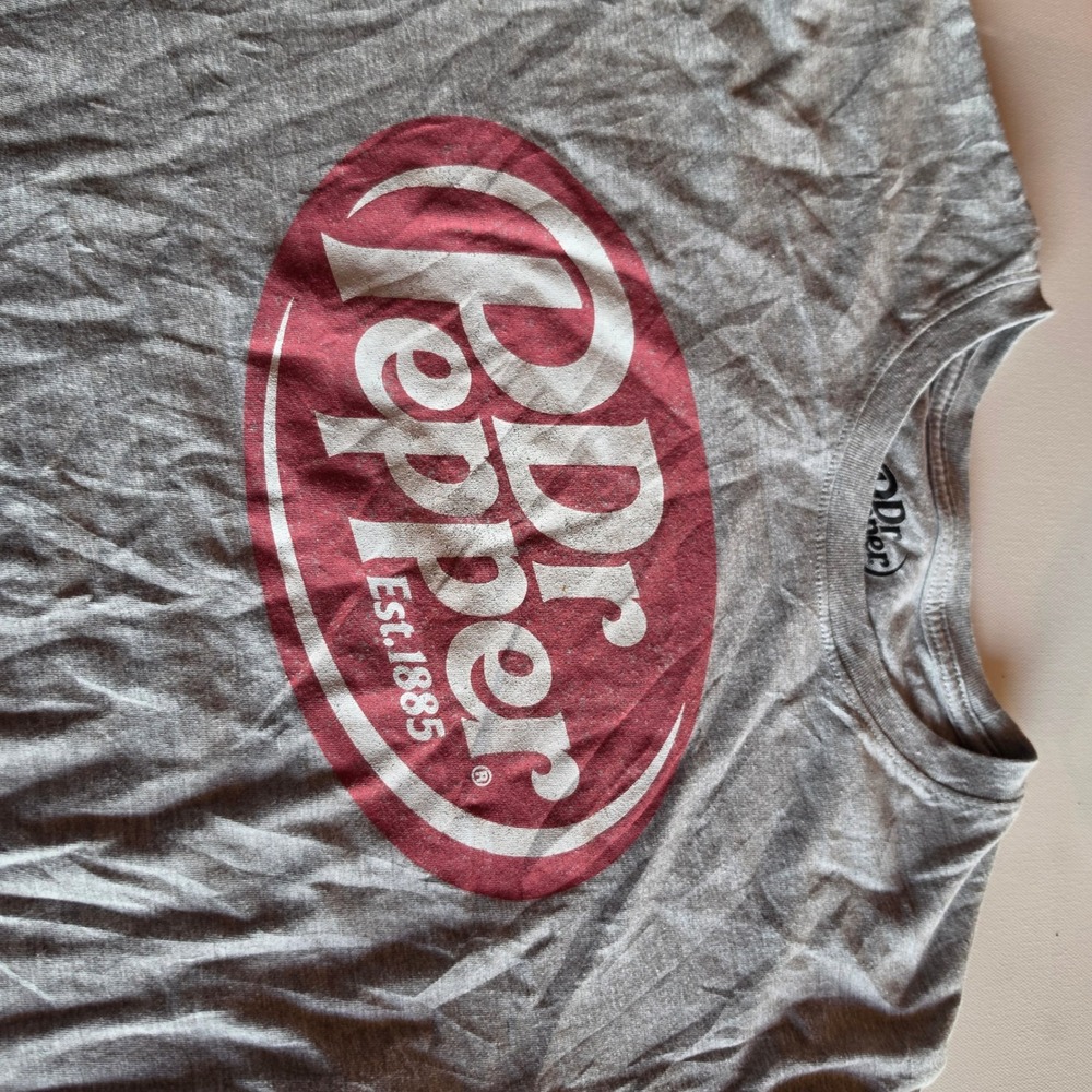 Dr Pepper Graphic T-Shirt Womens Medium Gray Heather Short Sleeve Crewneck Logo - Picture 2 of 6